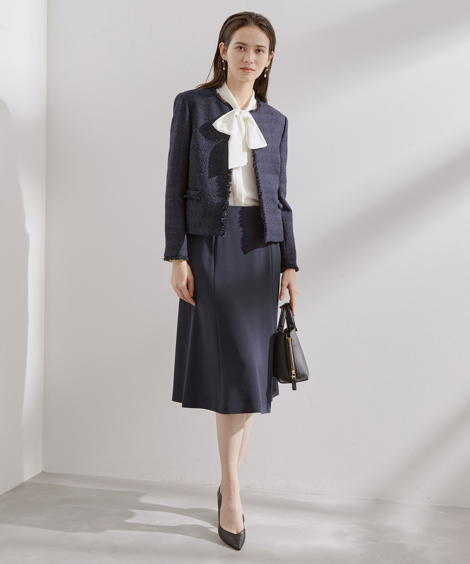 ROPE「アセテートダブルクロス セミフレアスカート/セレモニー・セットアップ対応」|スカート|