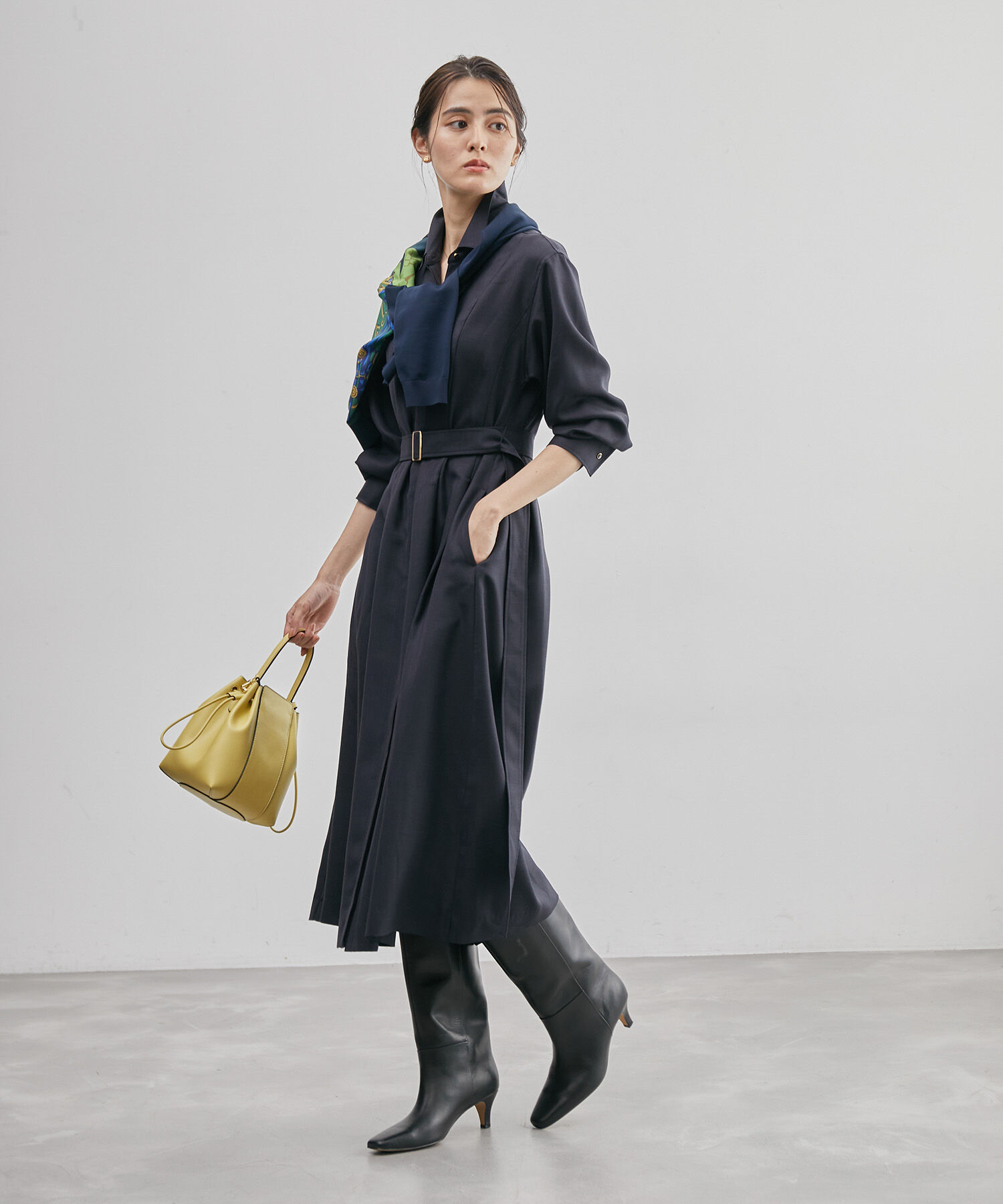 ROPE「ウールビエラウエストタックシャツワンピース」|ワンピース|