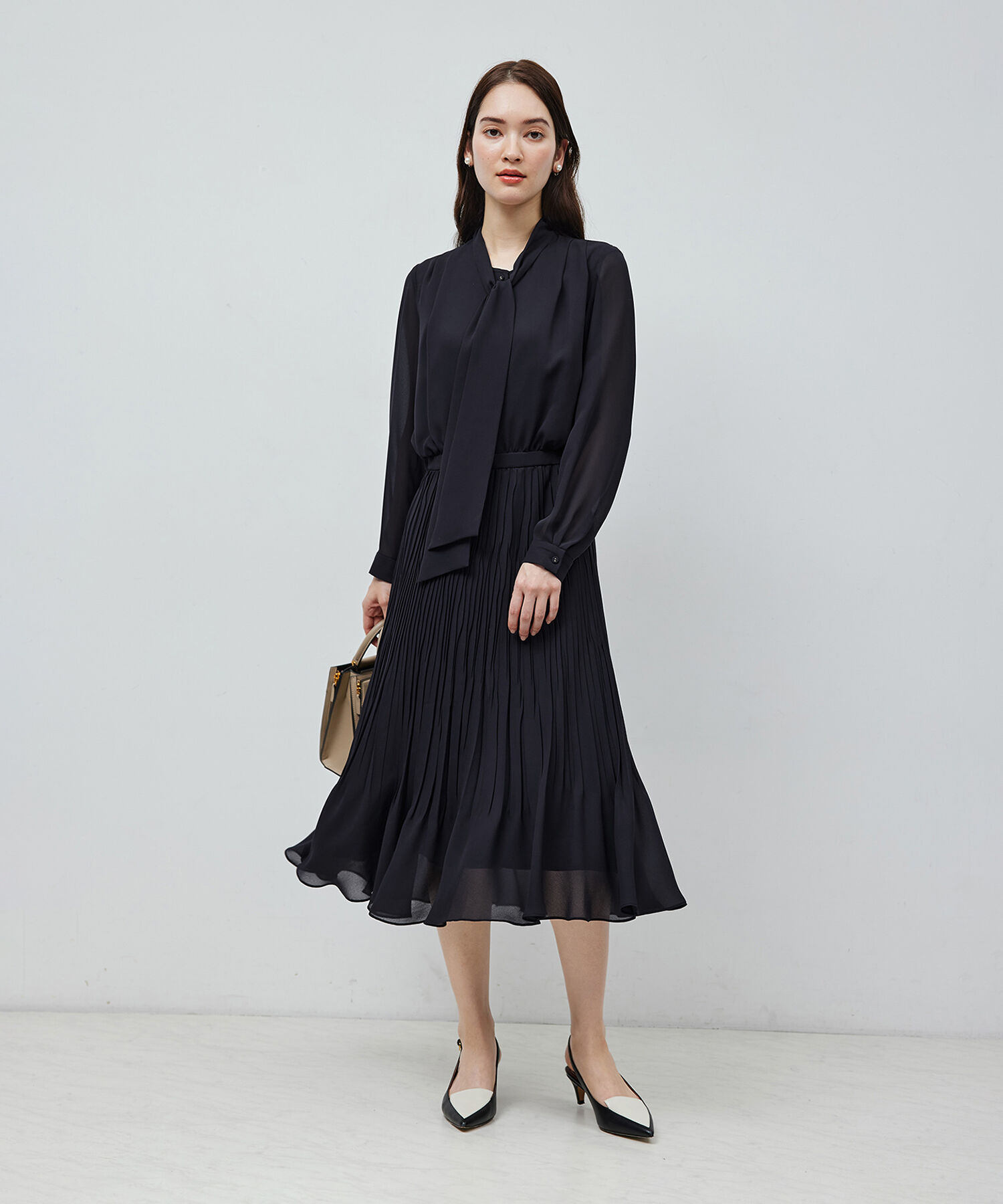 ROPE「【セレモニー対応】ジョーゼット シフォンプリーツワンピース」|ワンピース|