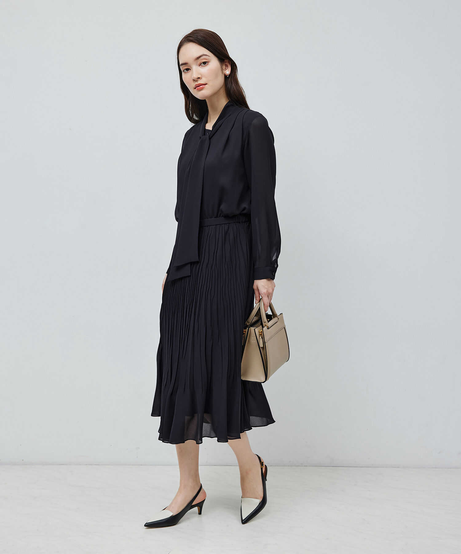 ROPE「【セレモニー対応】ジョーゼット シフォンプリーツワンピース」|ワンピース|