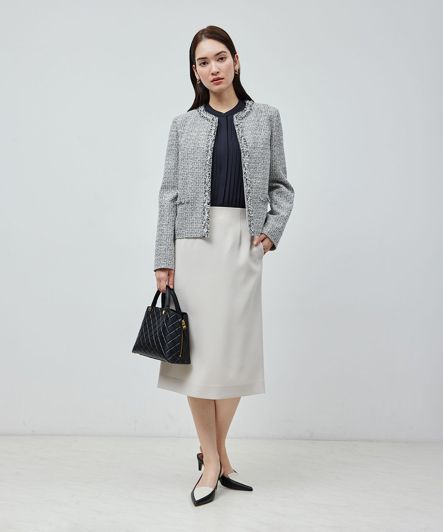 ROPE「トリアセテート フロントタックブラウス【セレモニー/通勤対応】【洗える】」|シャツ・ブラウス|