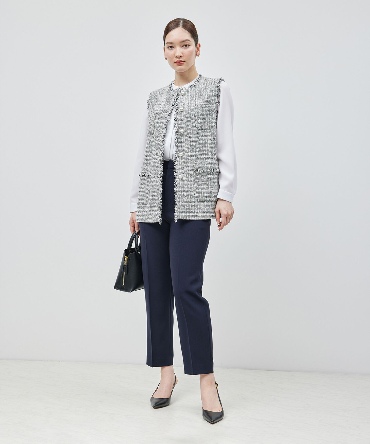 ROPE「トリアセテート フロントタックブラウス【セレモニー/通勤対応】【洗える】」|シャツ・ブラウス|