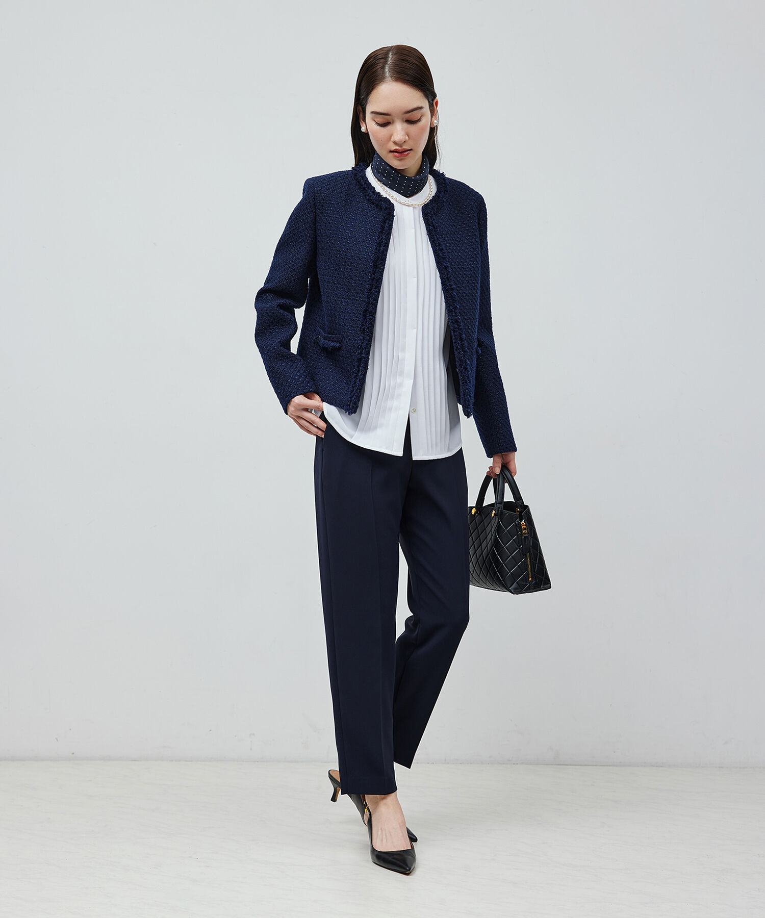 ROPE「トリアセテート フロントタックブラウス【セレモニー/通勤対応】【洗える】」|シャツ・ブラウス|