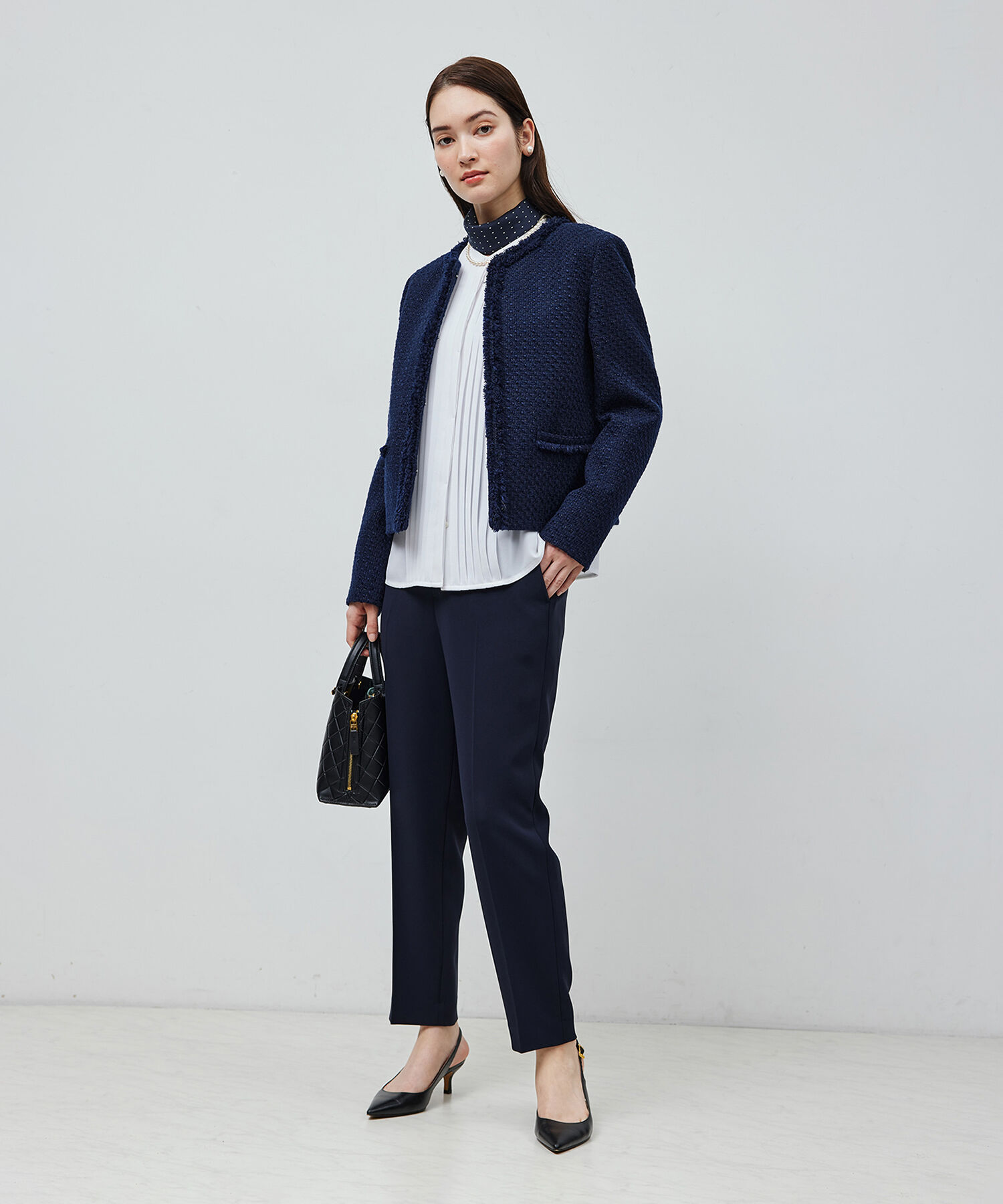 ROPE「トリアセテート フロントタックブラウス【セレモニー/通勤対応】【洗える】」|シャツ・ブラウス|