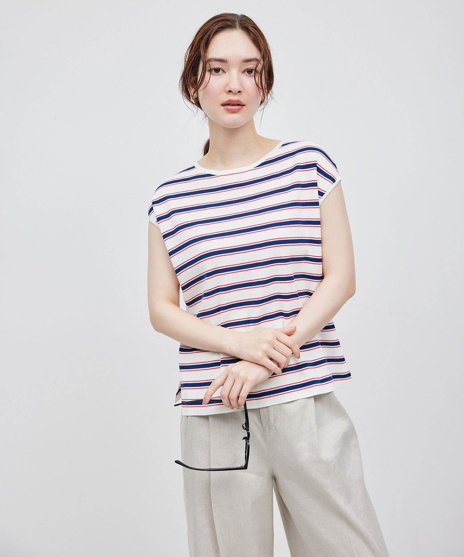 ROPE「【洗える】【接触冷感】ICE COTTONアームレットニットトップス【雑誌/メディア掲載】」|ニット・セーター|