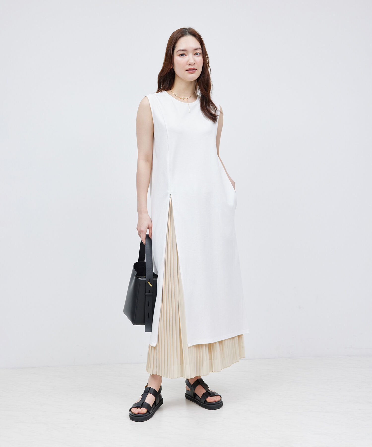 ROPE「【洗える】2WAYレイヤードポンチワンピース【メディア掲載】」|ワンピース|