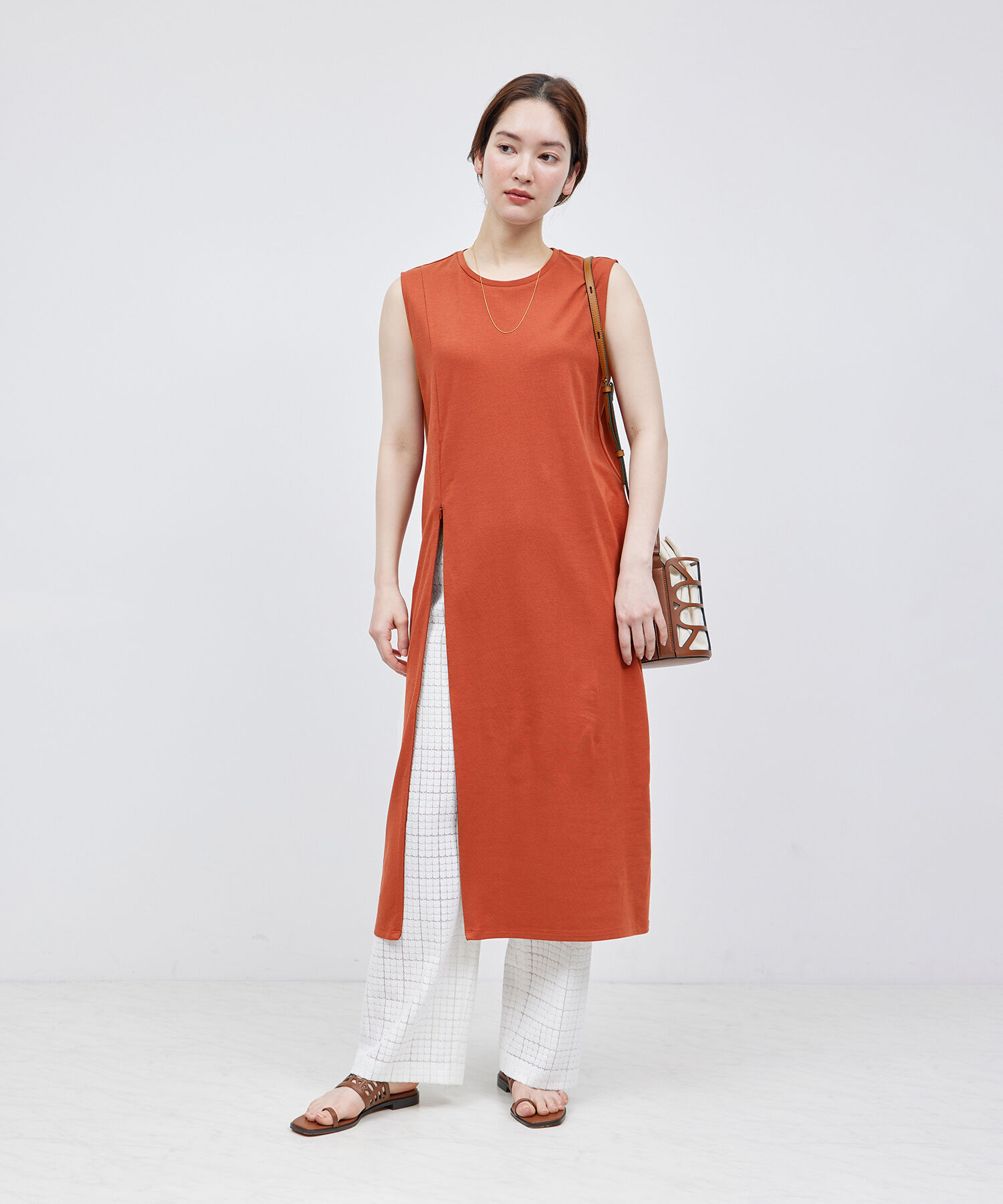 ROPE「【洗える】2WAYレイヤードポンチワンピース【メディア掲載】」|ワンピース|レンガ(75)