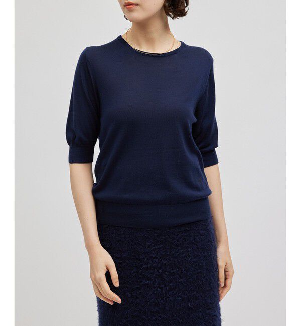 ROPE「SUPER160'sメリノウール半袖ニット【ロロ・ピアーナ社製ウール使用】/アンサンブル対応」|ニット・セーター|