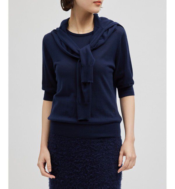 ROPE「SUPER160'sメリノウール半袖ニット【ロロ・ピアーナ社製ウール使用】/アンサンブル対応」|ニット・セーター|