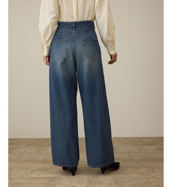 ROPE「【洗える】ワンタック ワイドデニムパンツ」|デニム|