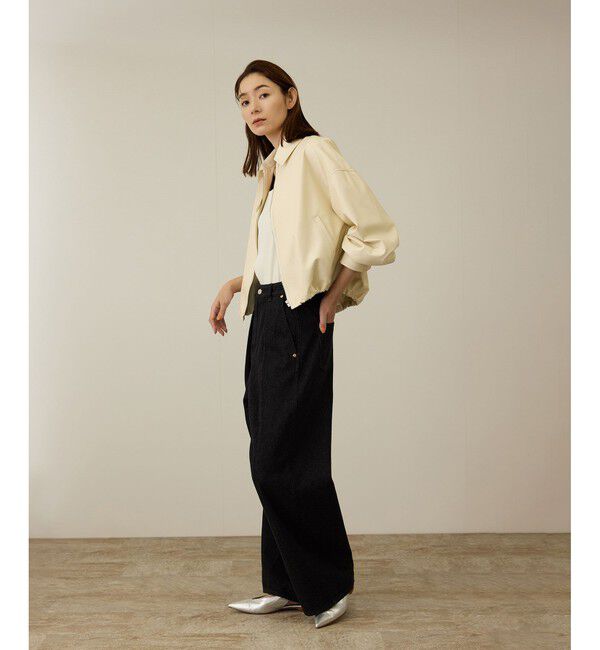 ROPE「【洗える】ワンタック ワイドデニムパンツ」|デニム|