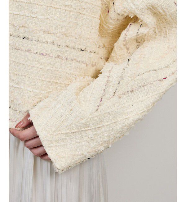 ROPE「MALHIA-KENT(マリアケント) ツイードＶネックジャケット」|ノーカラージャケット|