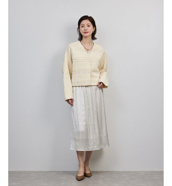 ROPE「MALHIA-KENT(マリアケント) ツイードＶネックジャケット」|ノーカラージャケット|