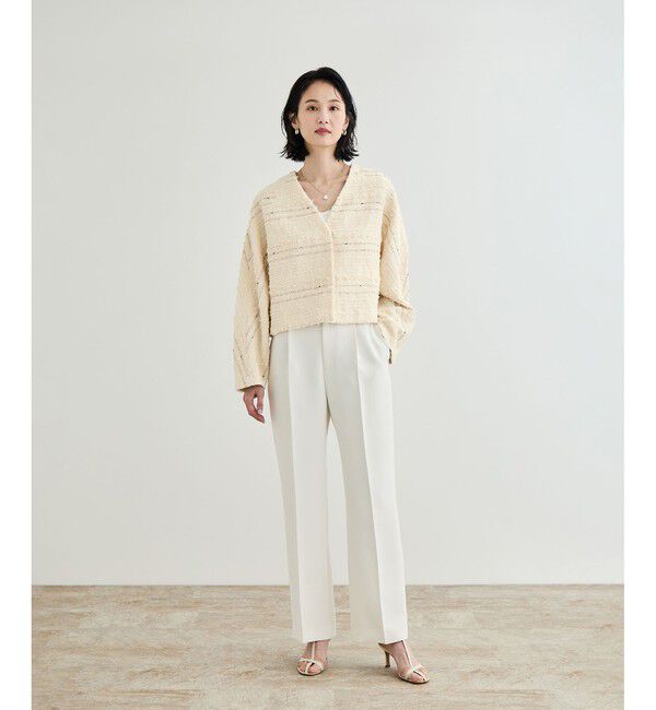 ROPE「MALHIA-KENT(マリアケント) ツイードＶネックジャケット」|ノーカラージャケット|