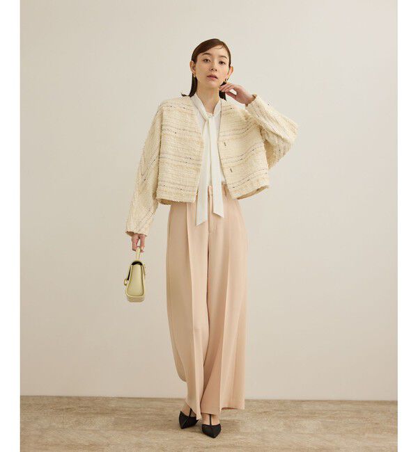 ROPE「MALHIA-KENT(マリアケント) ツイードＶネックジャケット」|ノーカラージャケット|