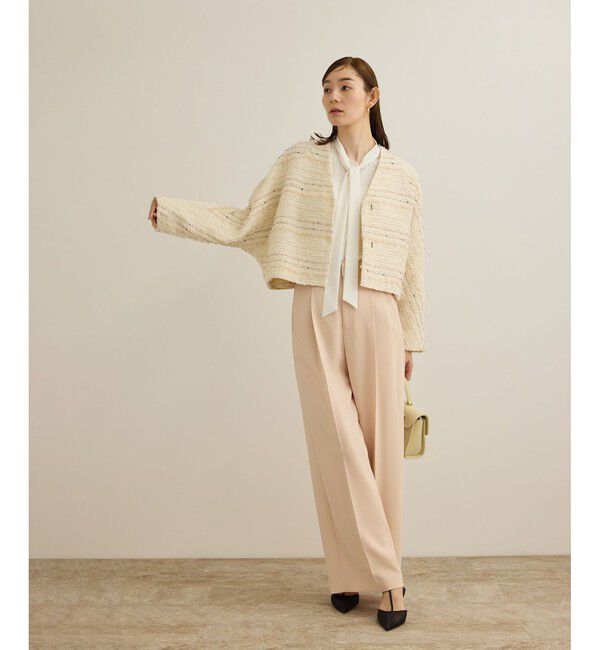 ROPE「MALHIA-KENT(マリアケント) ツイードＶネックジャケット」|ノーカラージャケット|