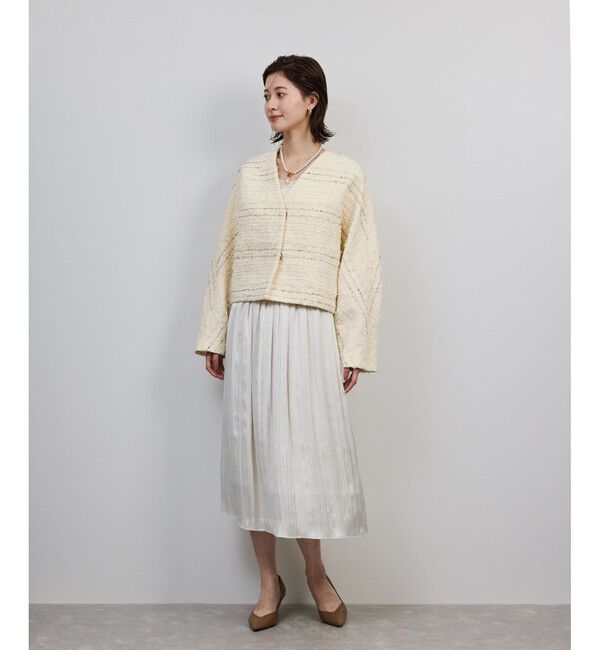 ROPE「MALHIA-KENT(マリアケント) ツイードＶネックジャケット」|ノーカラージャケット|