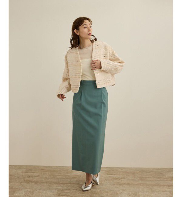 ROPE「MALHIA-KENT(マリアケント) ツイードＶネックジャケット」|ノーカラージャケット|