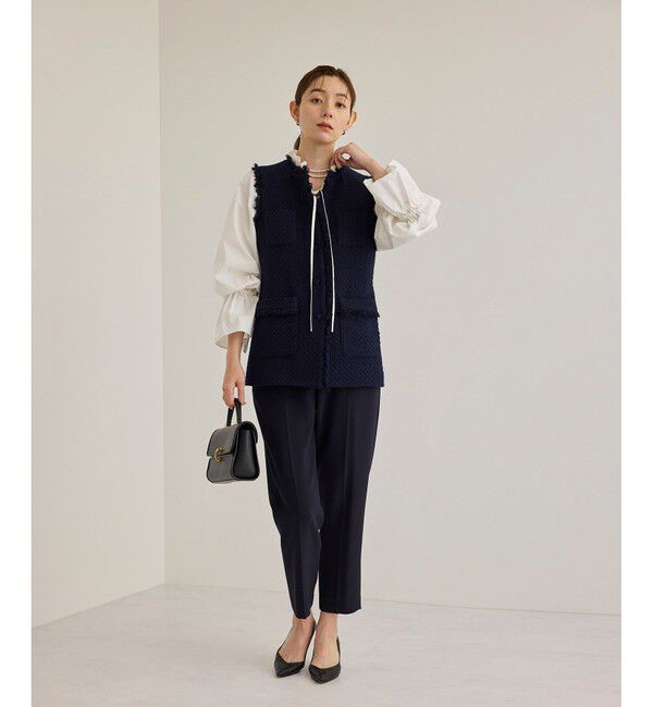 ROPE「シルク混タイプライタースタンドフリルブラウス」|シャツ・ブラウス|