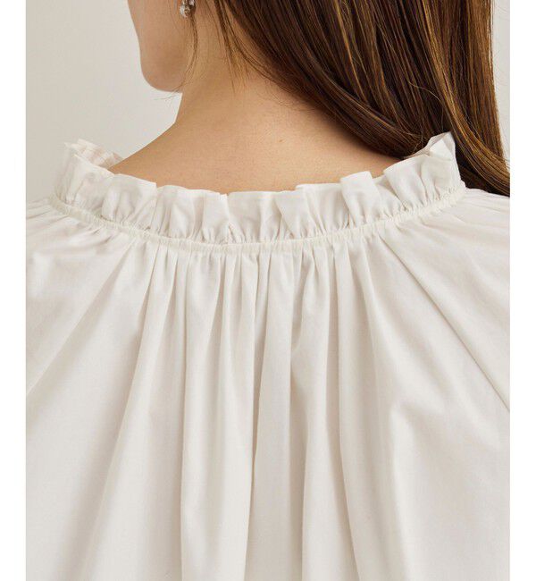 ROPE「シルク混タイプライタースタンドフリルブラウス」|シャツ・ブラウス|