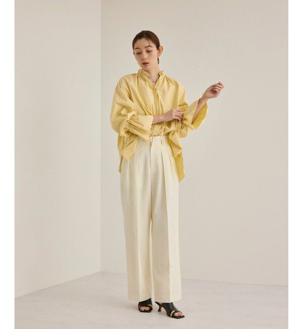 ROPE「シルク混タイプライタースタンドフリルブラウス」|シャツ・ブラウス|