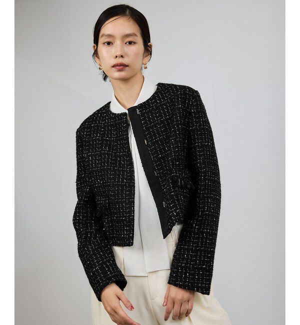 ROPE「ツイードジャケット」|ノーカラージャケット|