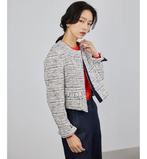 ROPE「ツイードジャケット」|ノーカラージャケット|