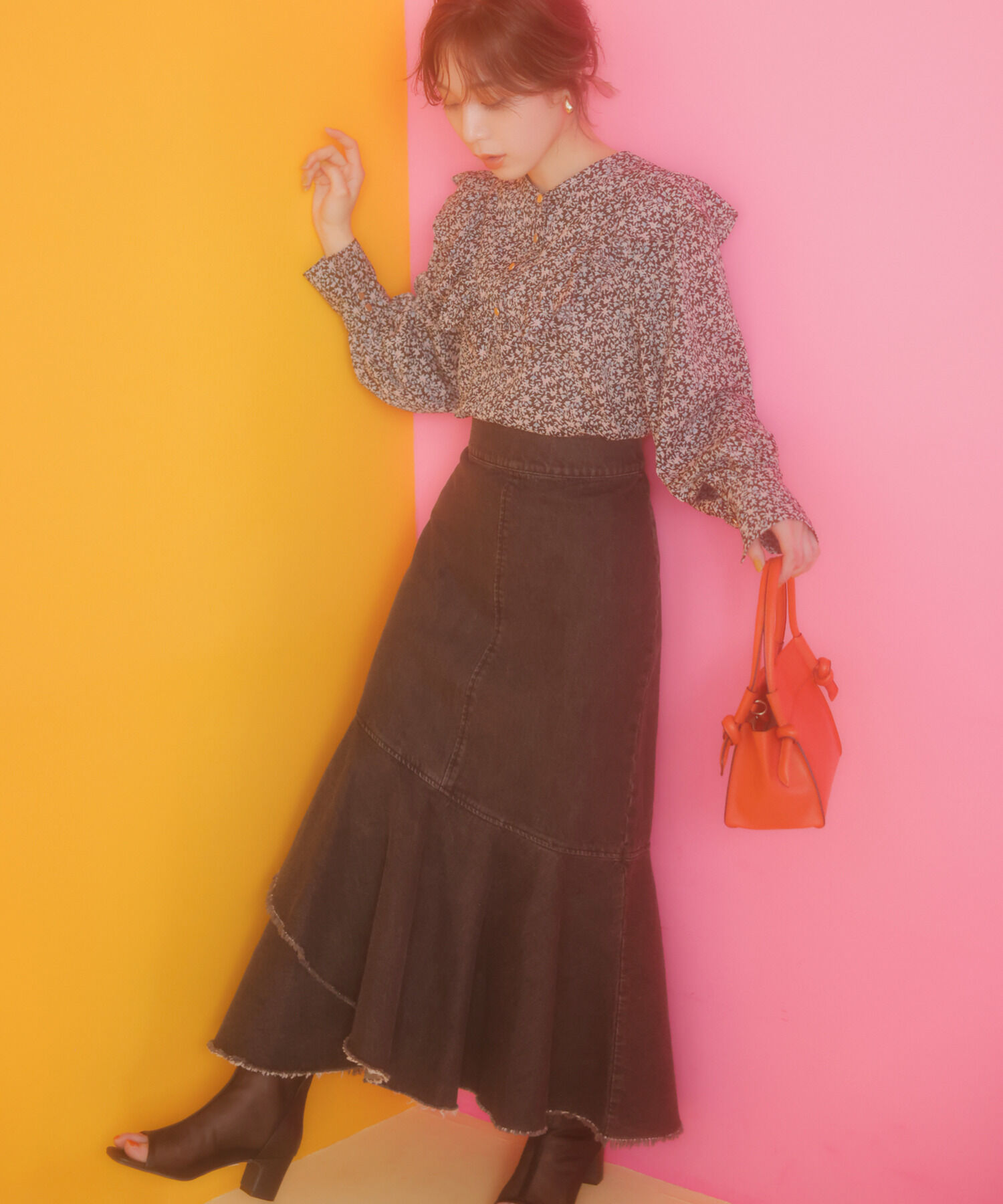 vis-a-vis「【WEB限定】【前後2WAY】花柄＆無地フリルブラウス」|シャツ・ブラウス|