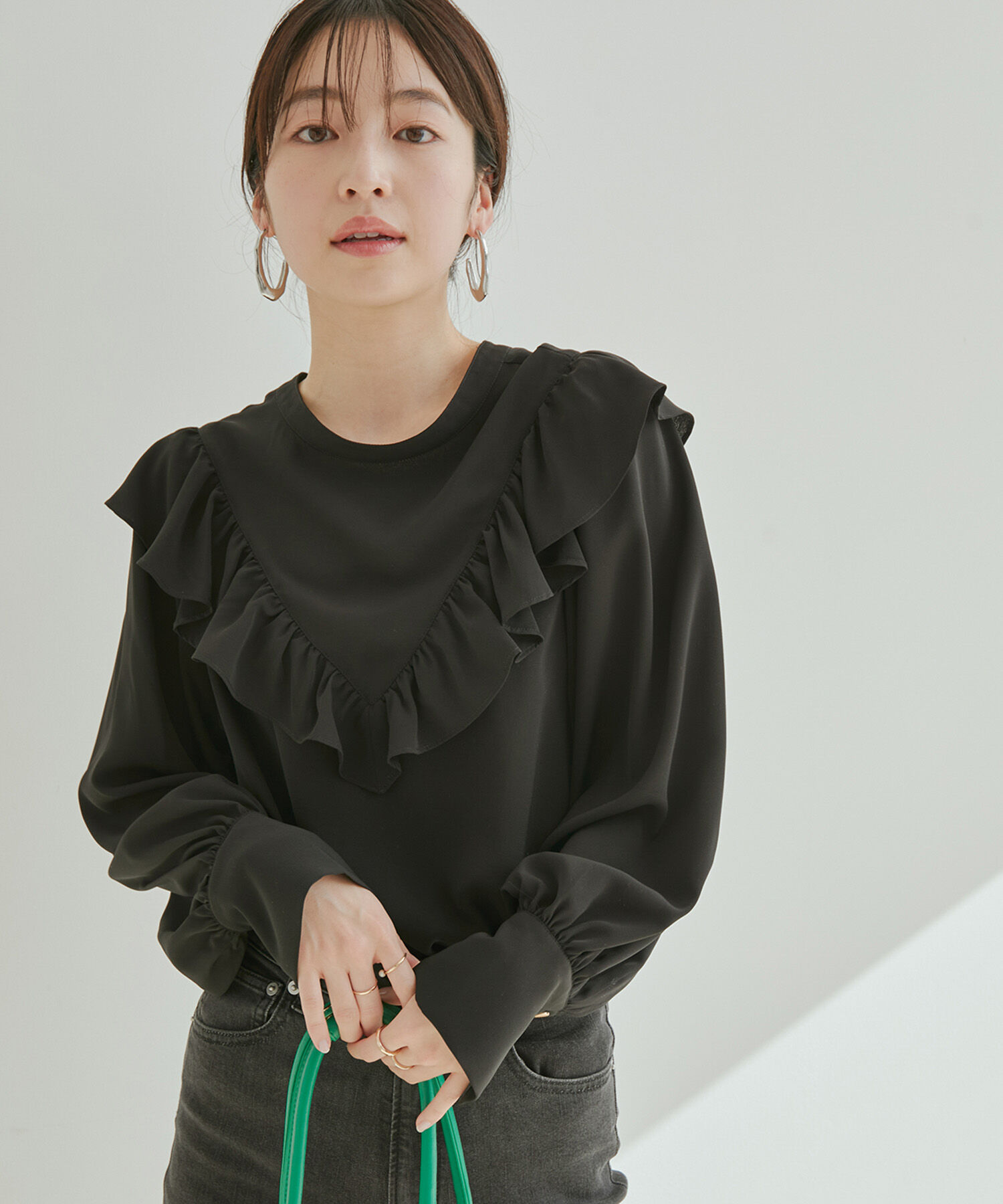 vis-a-vis「【WEB限定】【前後2WAY】花柄＆無地フリルブラウス」|シャツ・ブラウス|