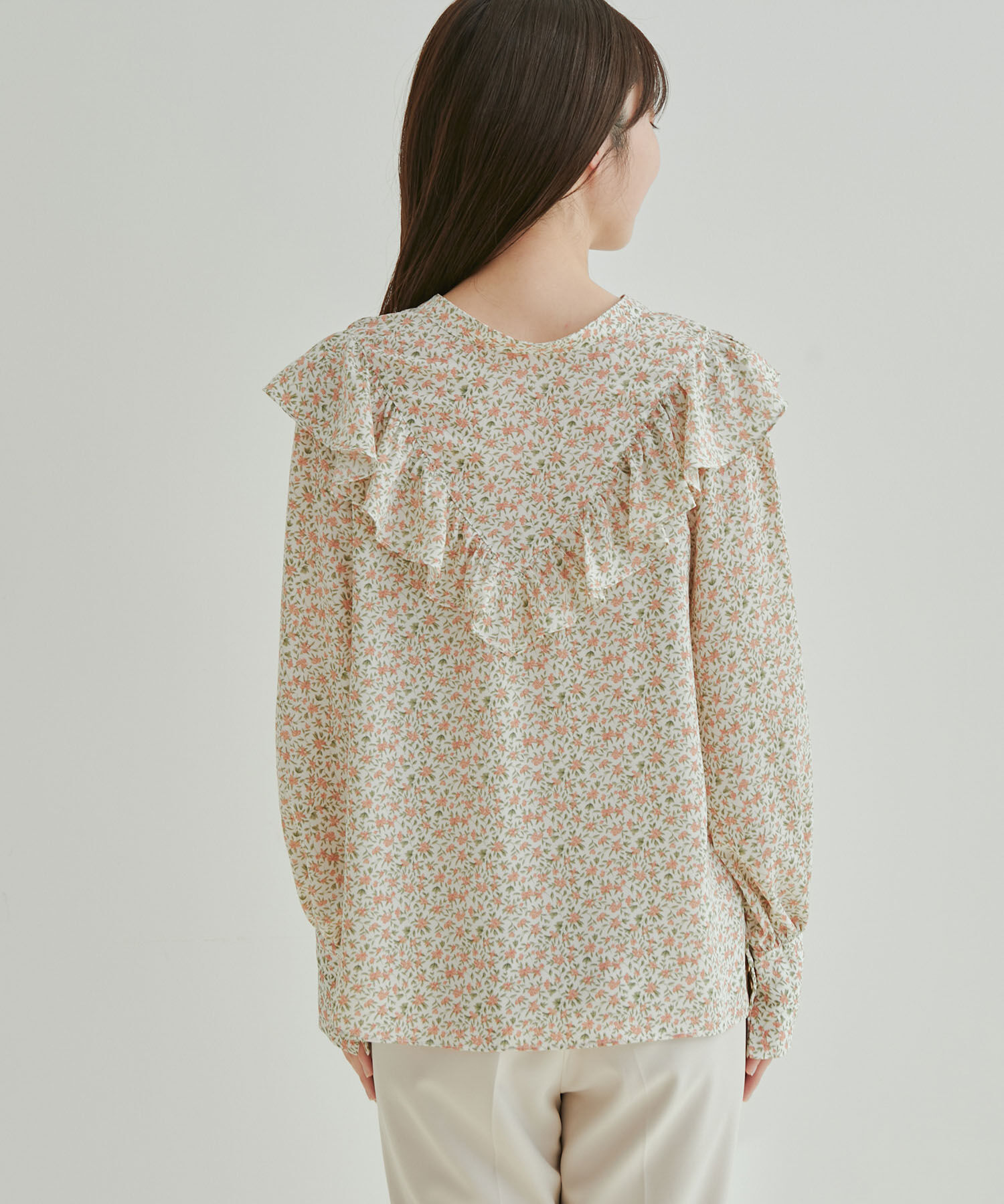 vis-a-vis「【WEB限定】【前後2WAY】花柄＆無地フリルブラウス」|シャツ・ブラウス|