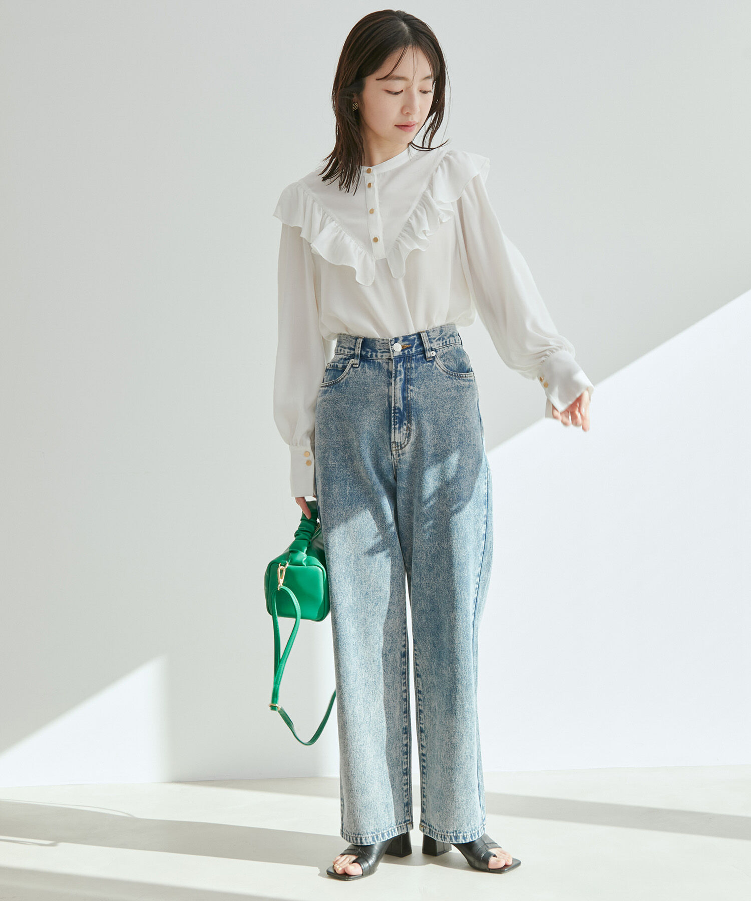 vis-a-vis「【WEB限定】【前後2WAY】花柄＆無地フリルブラウス」|シャツ・ブラウス|