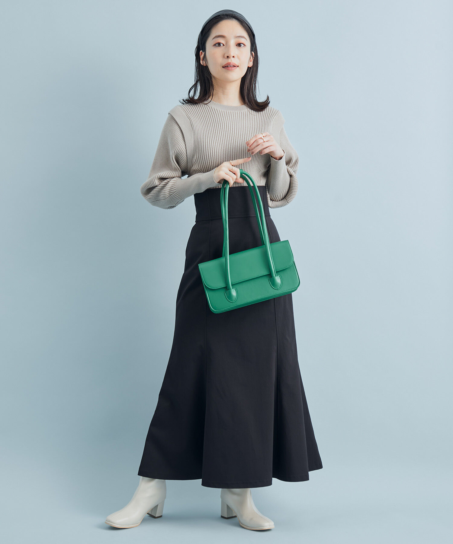 VIS「【一部カラー公式サイト・直営店舗限定】【星玲奈さんコラボ】コットンライクハイウエストマーメイドスカー」|スカート|