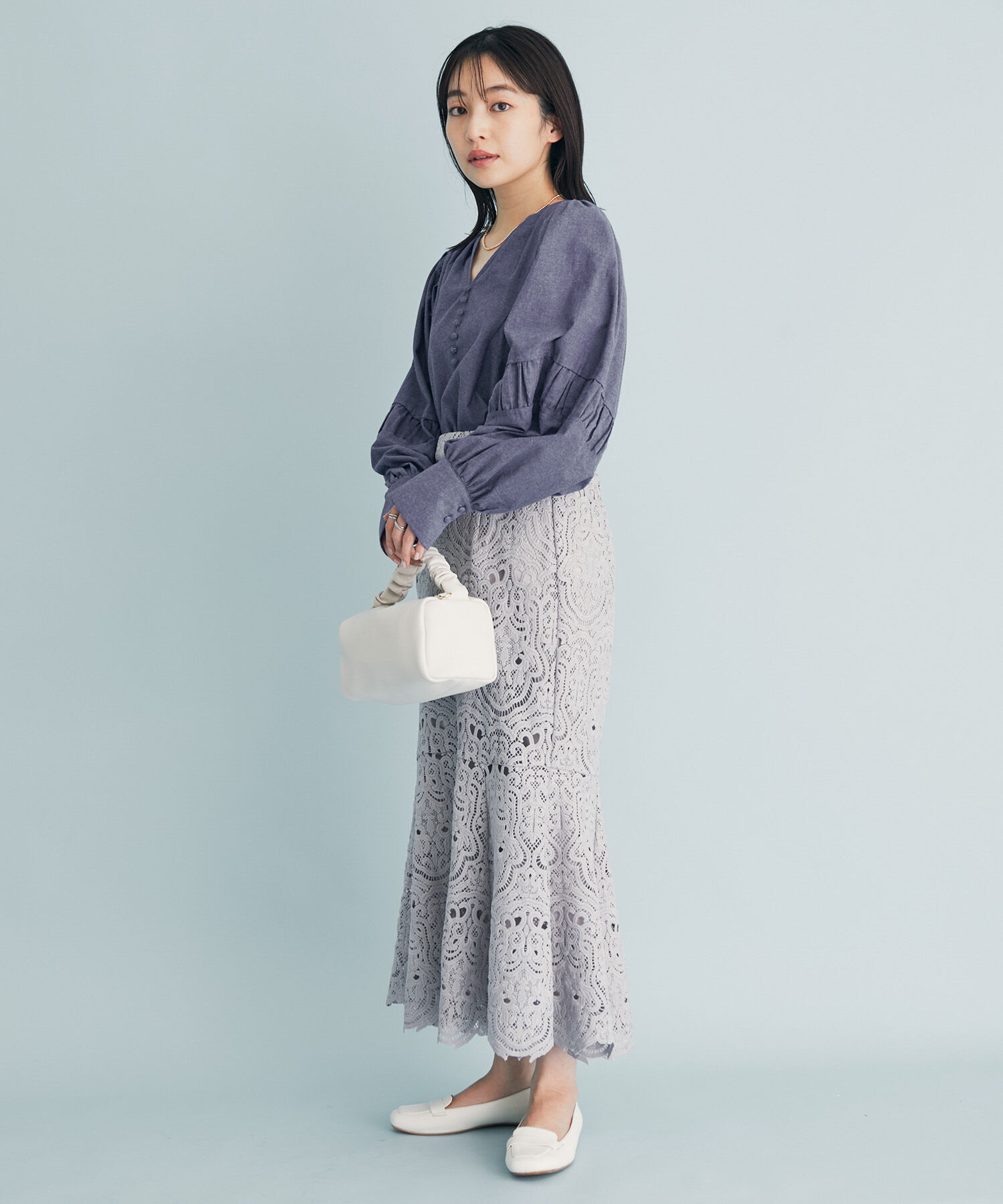 VIS「無地/柄デザインスリーブブラウス」|シャツ・ブラウス|