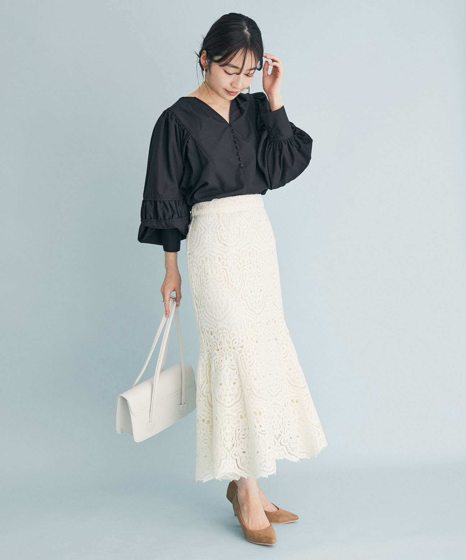 VIS「無地/柄デザインスリーブブラウス」|シャツ・ブラウス|