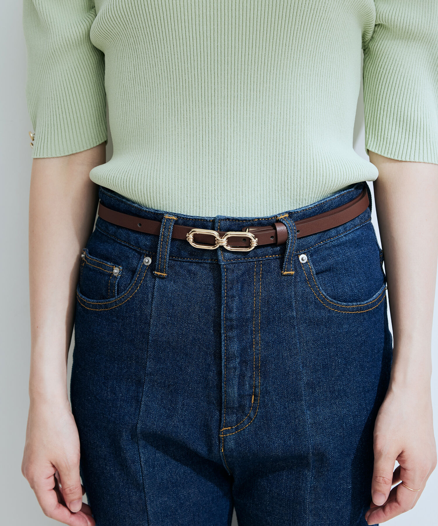 VIS「12mm巾チェーン風バックルベルト」|ベルト|ブラウン(22)