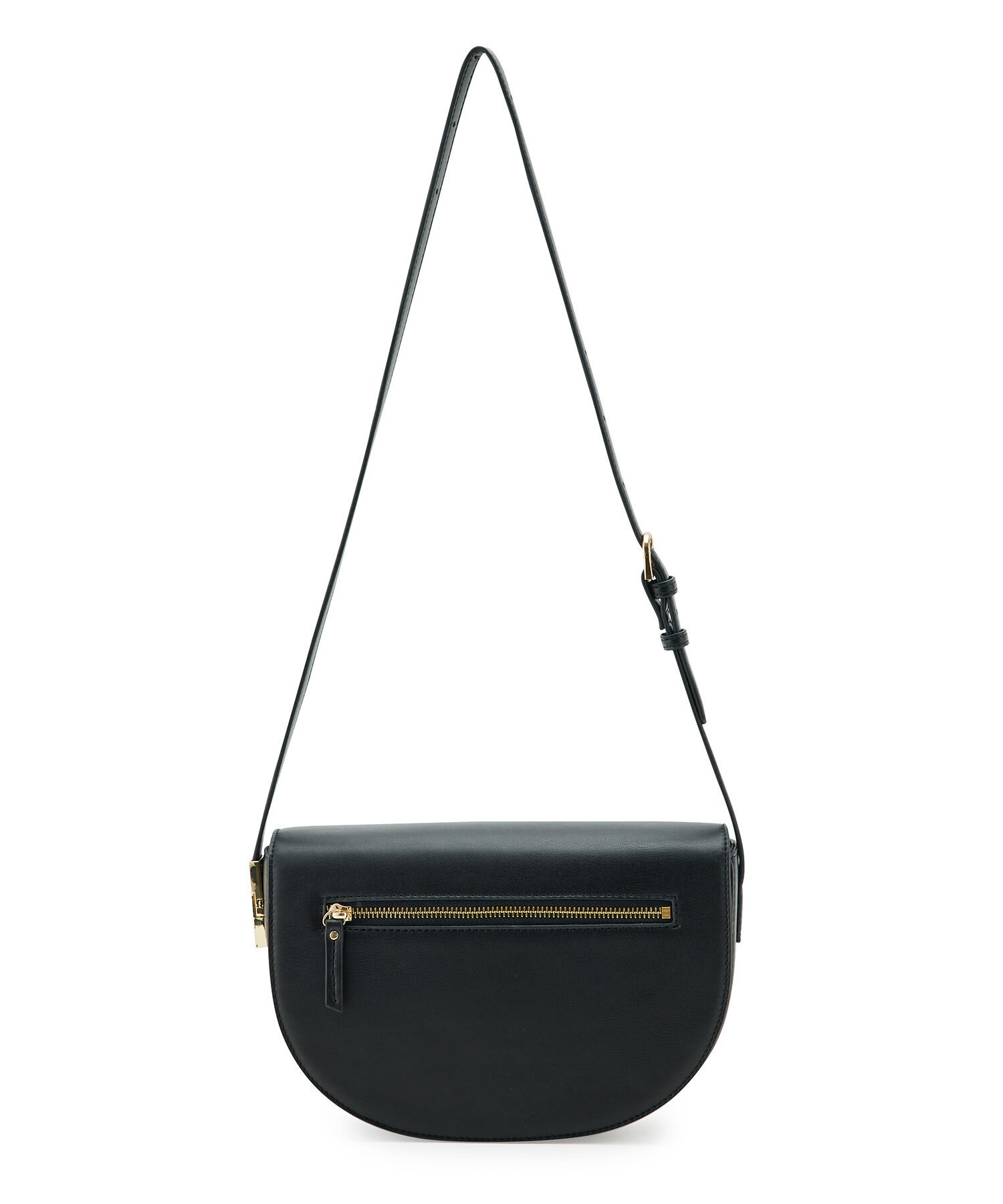 VIS「リサイクルフェイクレザーフロントジップハーフムーンショルダー【sustainable】」|ショルダー・メッセンジャー|