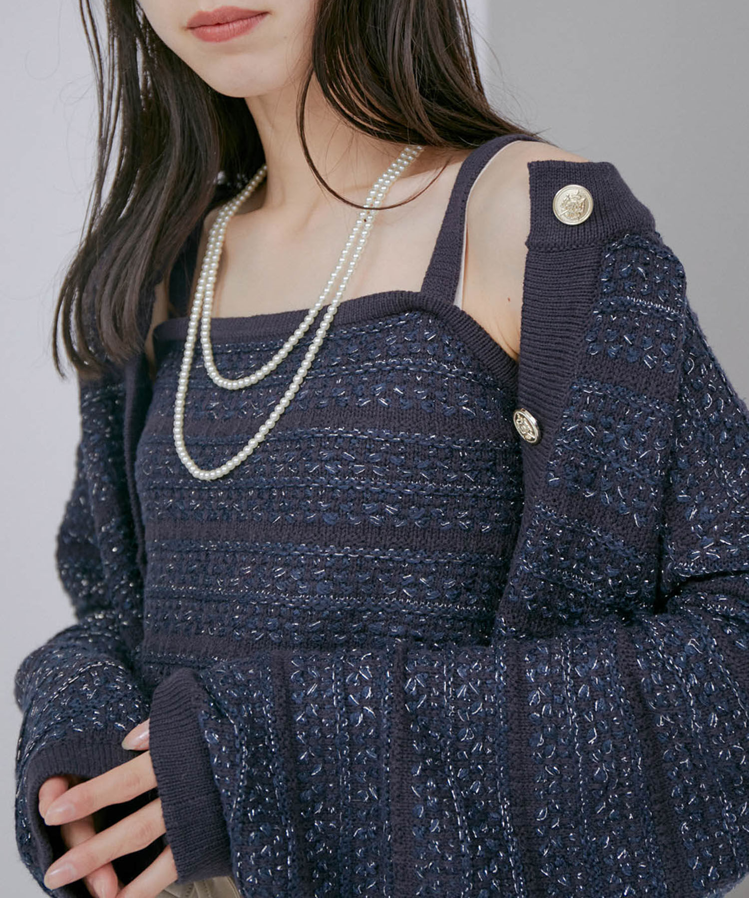 VIS「【アンサンブル対応】ツイードニットビスチェ」|キャミソール|