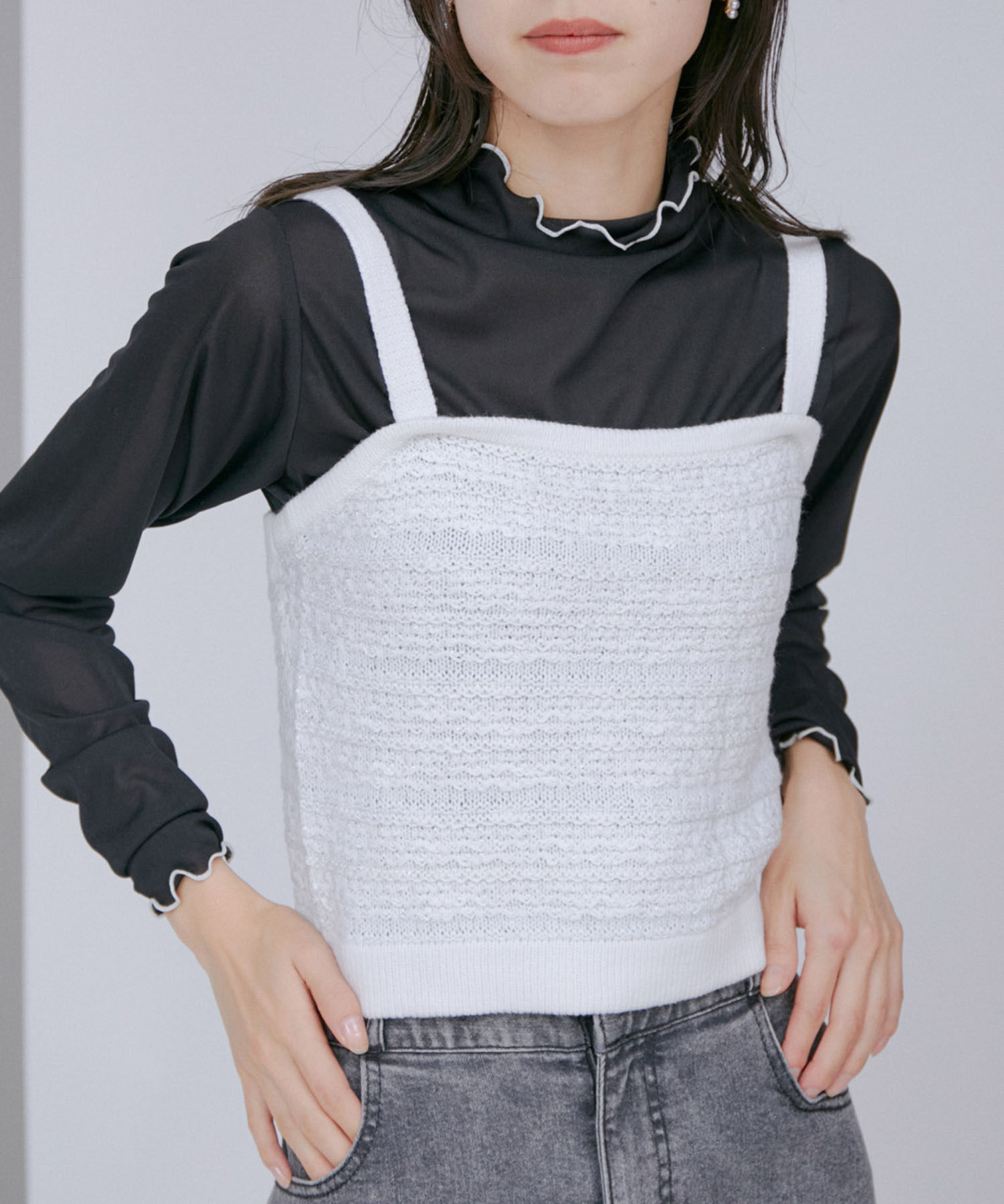 VIS「【アンサンブル対応】ツイードニットビスチェ」|キャミソール|