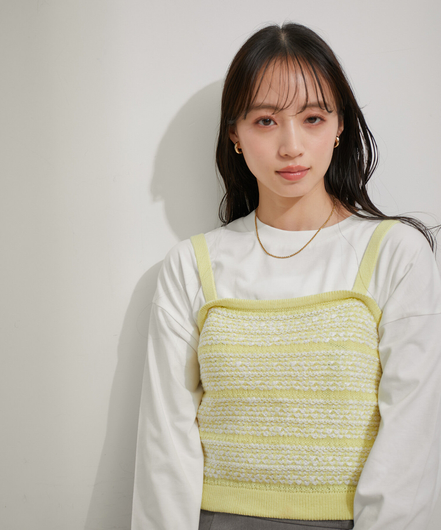 VIS「【アンサンブル対応】ツイードニットビスチェ」|キャミソール|