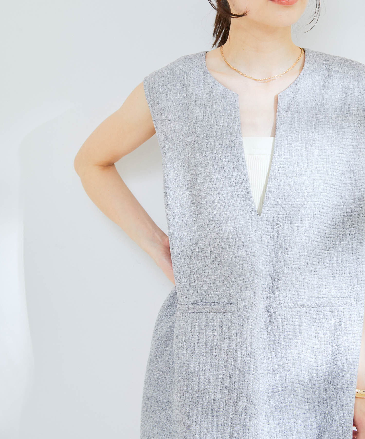 VIS「サマーツイードジャンスカ」|ワンピース|グレー系(09)