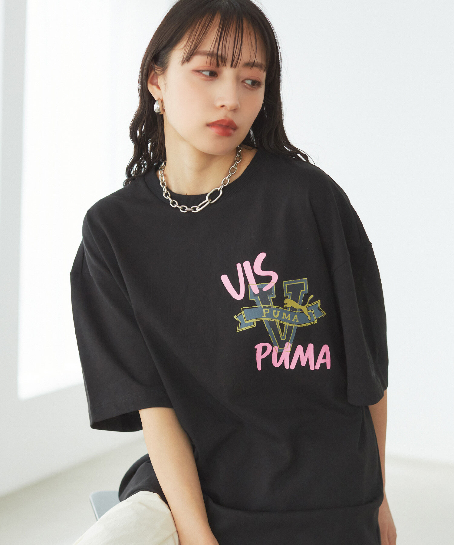 VIS「【PUMA】VIS別注 オリジナルロゴオーバーサイズTシャツ」|Tシャツ・カットソー|