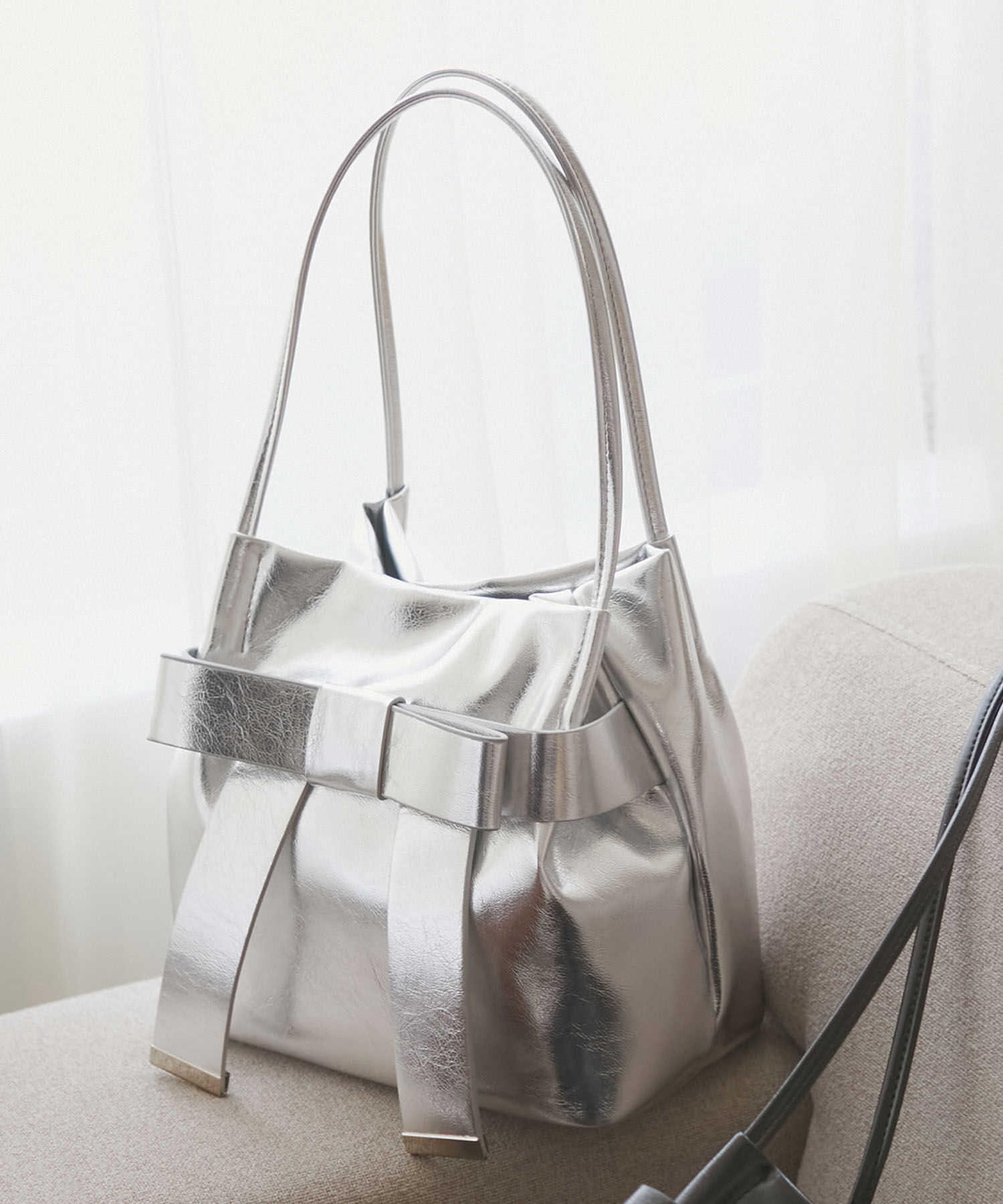 VIS「【ハンドルの長さ調節が出来る】リボンミニトートバック」|ショルダー・メッセンジャー|