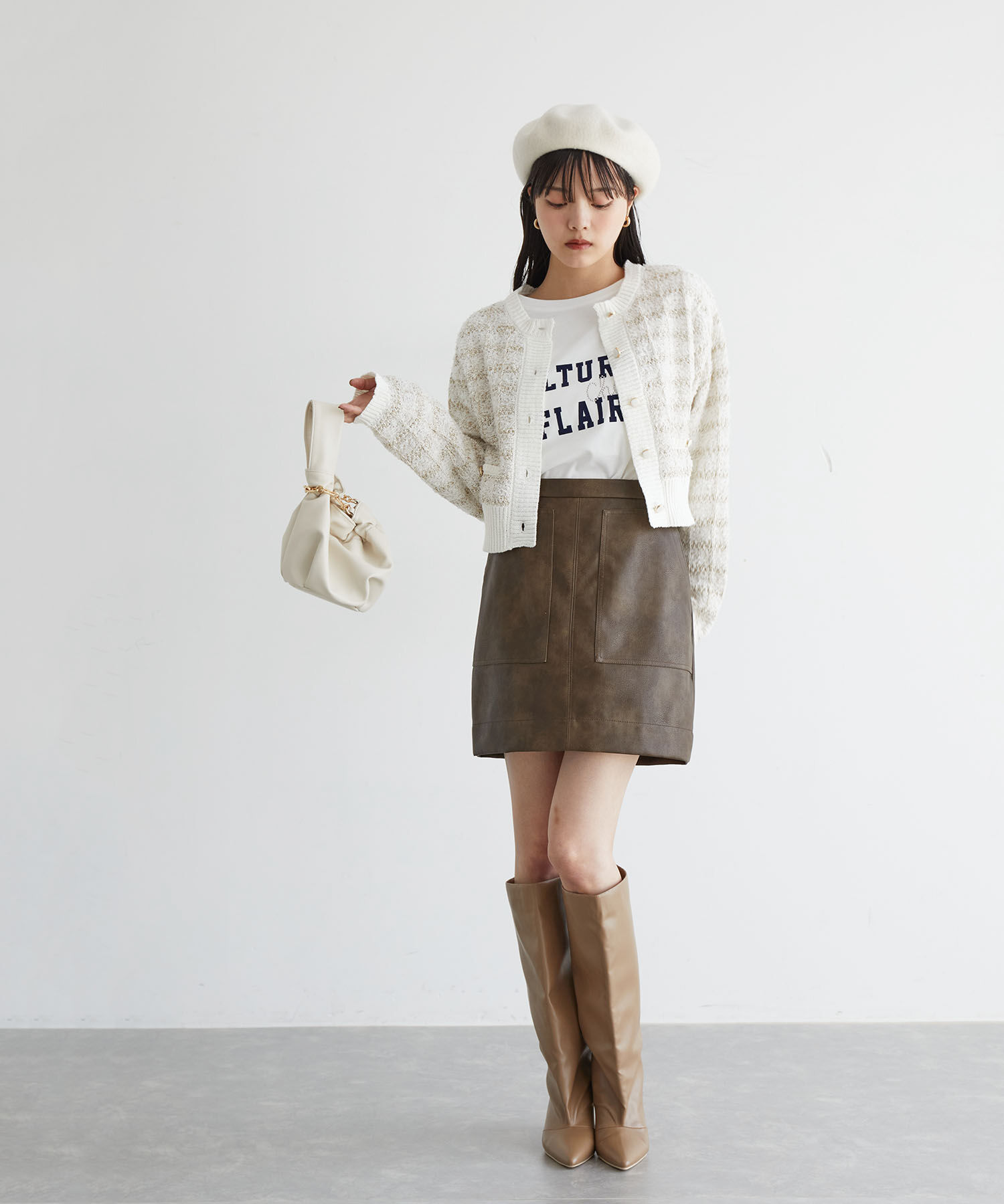 VIS「【洗える】ツイードニットカーディガン」|カーディガン|