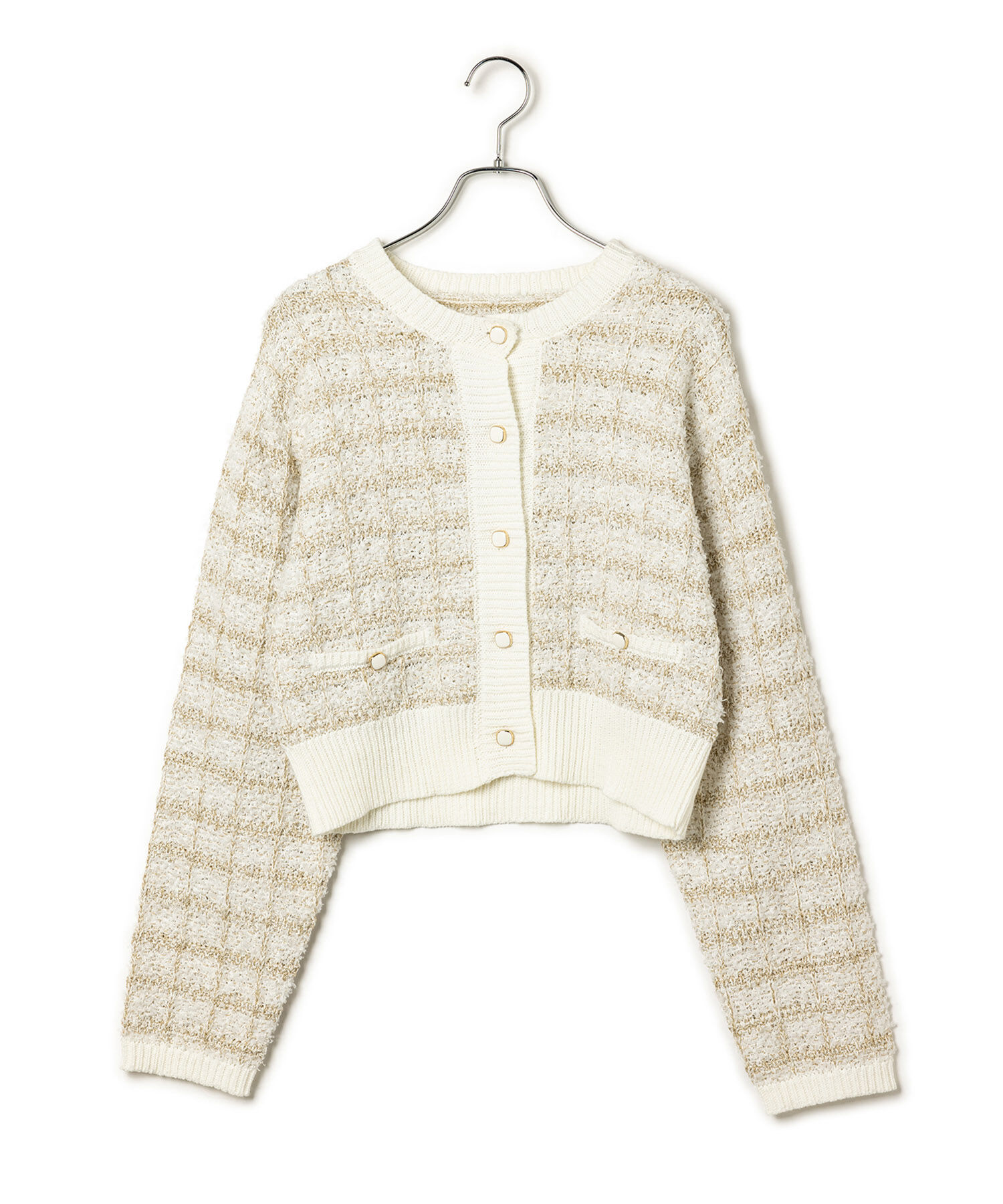 VIS「【洗える】ツイードニットカーディガン」|カーディガン|