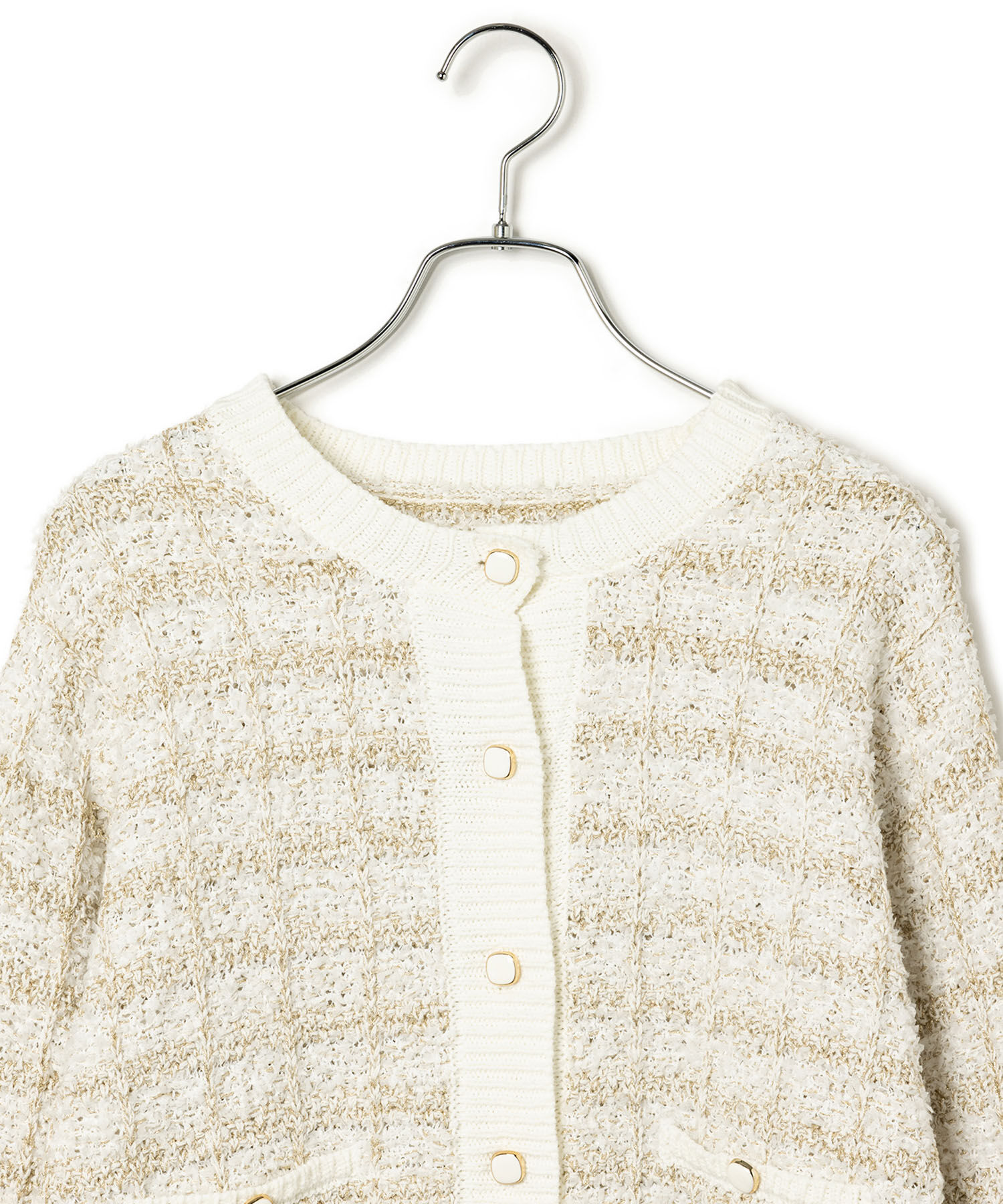 VIS「【洗える】ツイードニットカーディガン」|カーディガン|