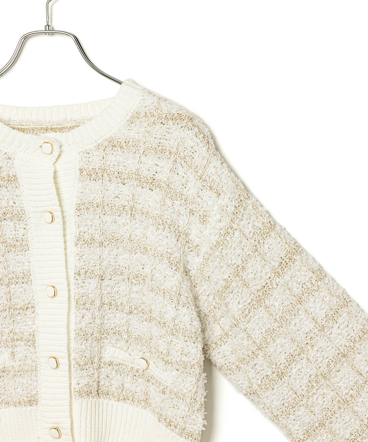 VIS「【洗える】ツイードニットカーディガン」|カーディガン|