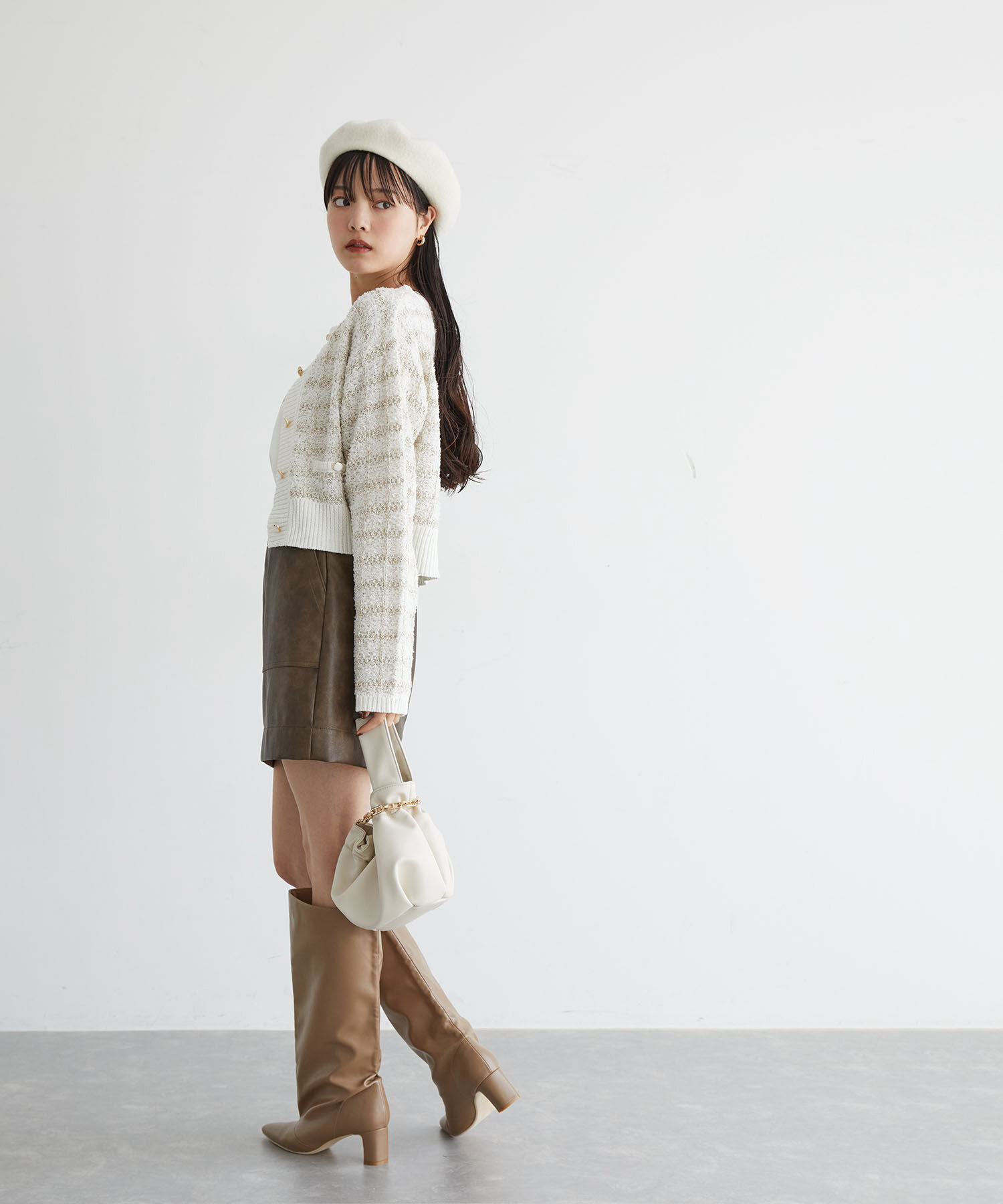 VIS「【洗える】ツイードニットカーディガン」|カーディガン|