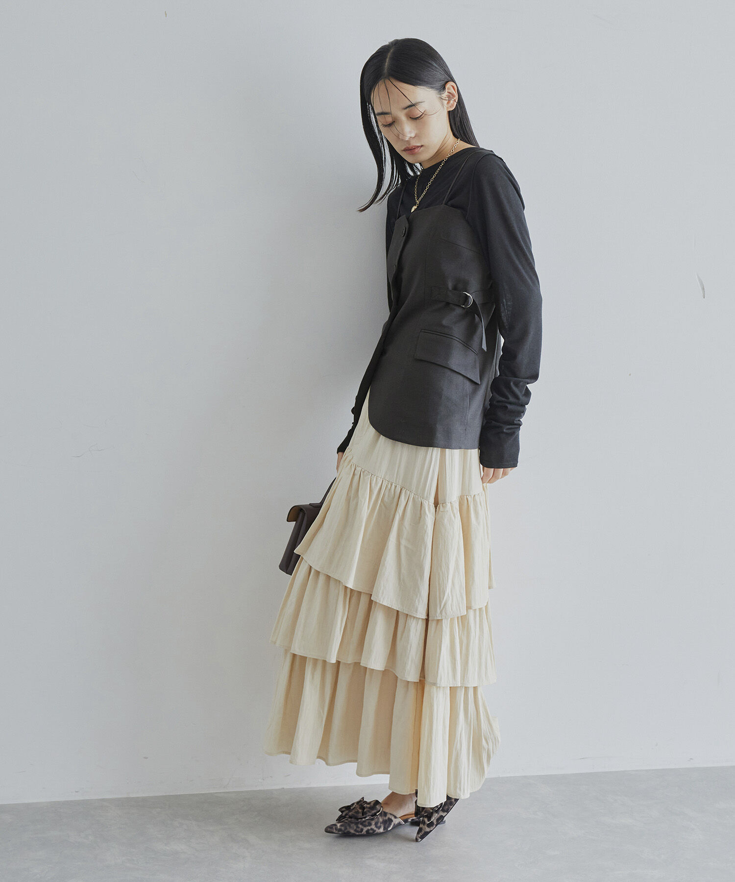 VIS「【セットアップ対応】フロントボタンビスチェ【洗える】」|キャミソール|