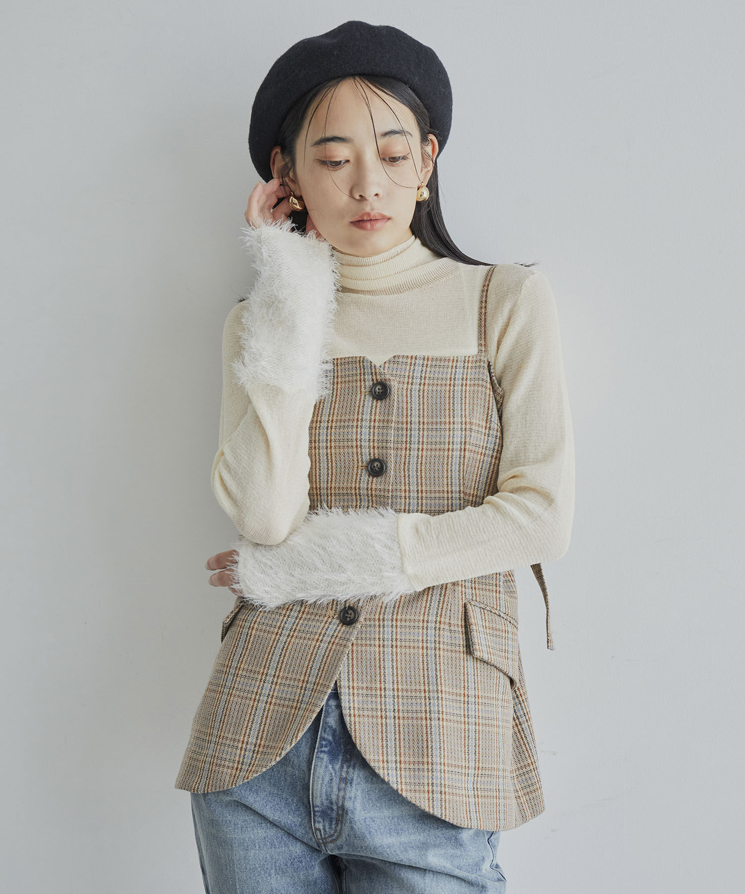 VIS「【セットアップ対応】フロントボタンビスチェ【洗える】」|キャミソール|