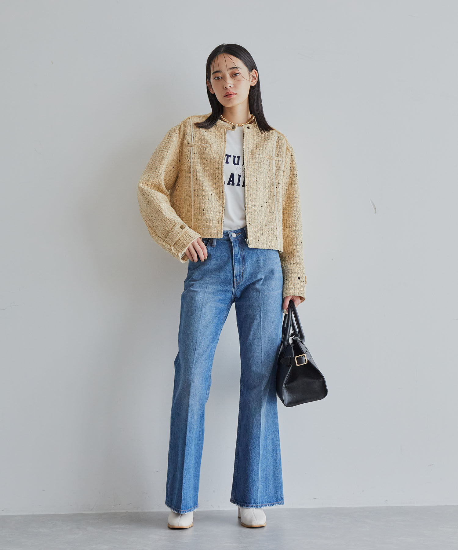 VIS「ライダースディテールツィードジャケット」|ノーカラージャケット|